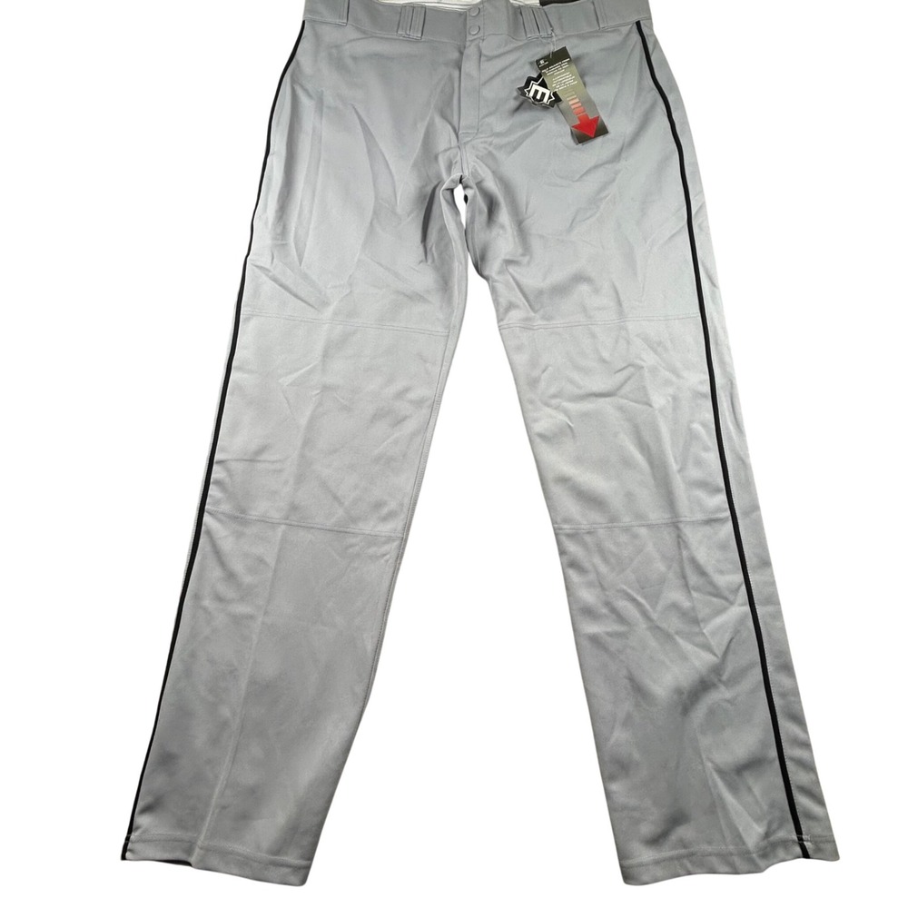 Easton Mens XXL Grey Black Stripe Baseball Pants Open Bottom Athletic New